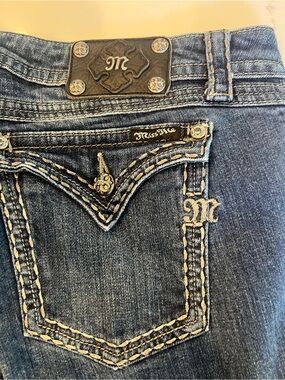 Miss Me Blue Boot Cut Jeans with Embroidered Pocket
